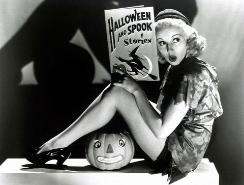 Halloween - Betty Grable White Modern Wood Framed Art Print with Double Matting by Hollywood Photo Archive