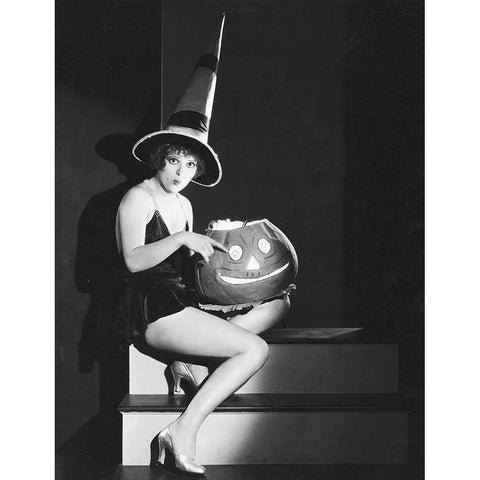 Halloween - Clara Bow White Modern Wood Framed Art Print by Hollywood Photo Archive