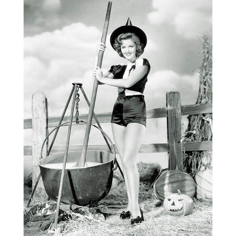 Halloween Witch - Martha Vickers White Modern Wood Framed Art Print by Hollywood Photo Archive