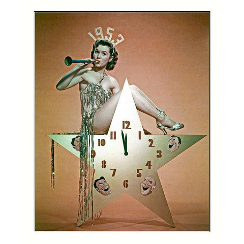 Happy New Year 1953 - Debbie Reynolds White Modern Wood Framed Art Print by Hollywood Photo Archive