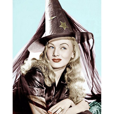 I Married a Witch - Veronica Lake Gold Ornate Wood Framed Art Print with Double Matting by Hollywood Photo Archive