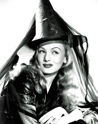 I Married a Witch - Veronica Lake Black Ornate Wood Framed Art Print with Double Matting by Hollywood Photo Archive