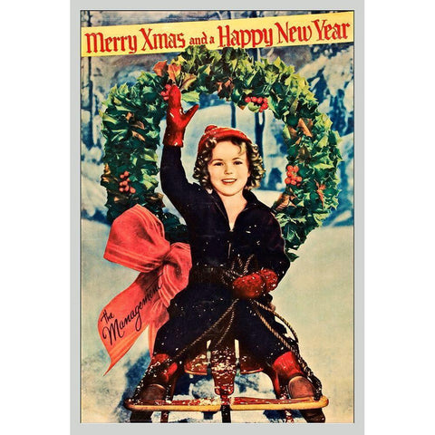 Shirley Temple - Merry Christmas Black Modern Wood Framed Art Print with Double Matting by Hollywood Photo Archive