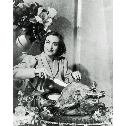 Thanksgiving - Joan Crawford Gold Ornate Wood Framed Art Print with Double Matting by Hollywood Photo Archive