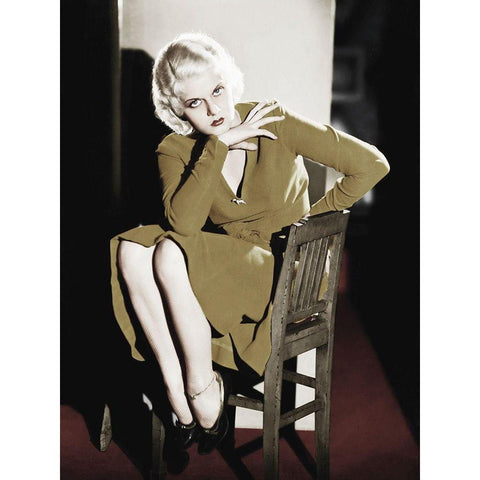 Jean Harlow Black Modern Wood Framed Art Print with Double Matting by Hollywood Photo Archive