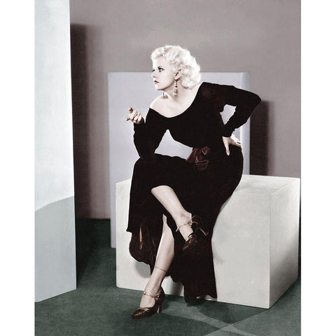 Jean Harlow Black Modern Wood Framed Art Print with Double Matting by Hollywood Photo Archive