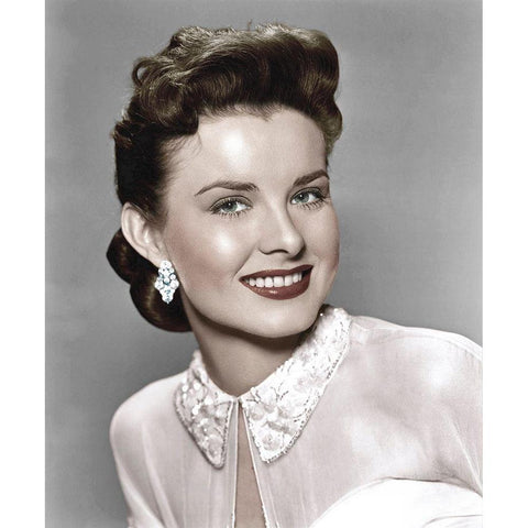 Jean Peters White Modern Wood Framed Art Print by Hollywood Photo Archive