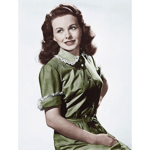 Jeanne Crain White Modern Wood Framed Art Print by Hollywood Photo Archive