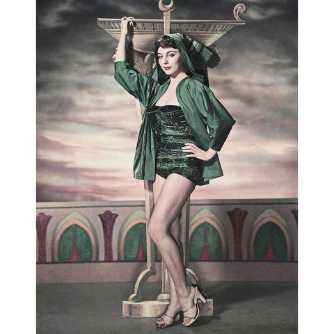 Joan Collins Black Modern Wood Framed Art Print with Double Matting by Hollywood Photo Archive