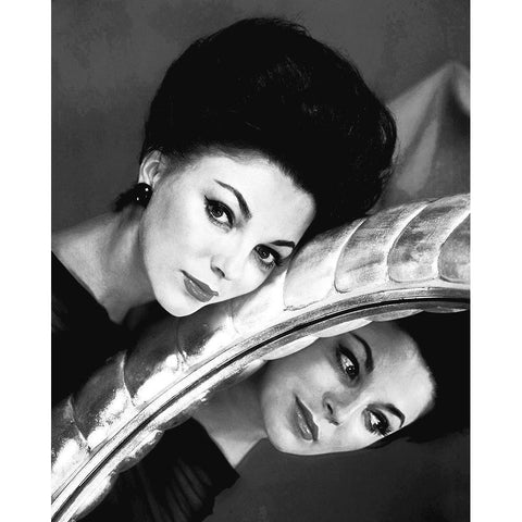 Joan Collins Black Modern Wood Framed Art Print with Double Matting by Hollywood Photo Archive