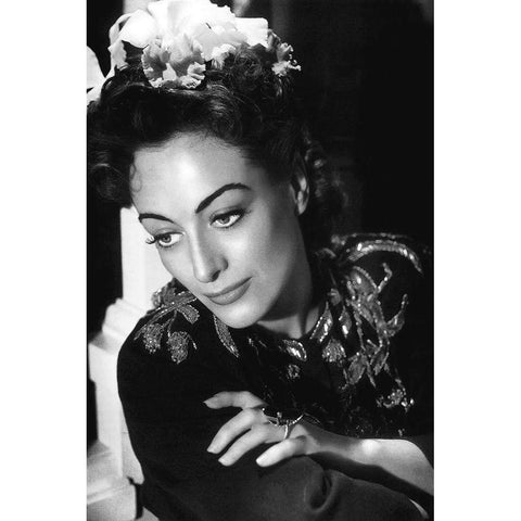 Joan Crawford Black Modern Wood Framed Art Print with Double Matting by Hollywood Photo Archive