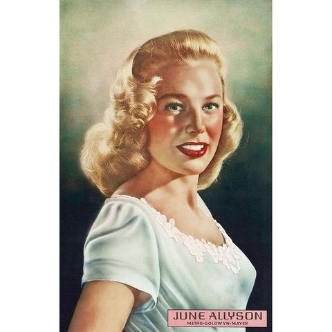 June Allyson Gold Ornate Wood Framed Art Print with Double Matting by Hollywood Photo Archive