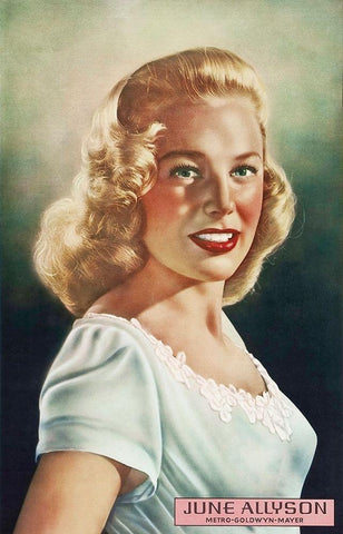 June Allyson White Modern Wood Framed Art Print with Double Matting by Hollywood Photo Archive