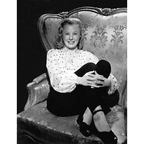 June Allyson White Modern Wood Framed Art Print by Hollywood Photo Archive