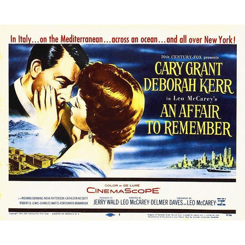 An Affair to Remember Black Modern Wood Framed Art Print with Double Matting by Hollywood Photo Archive