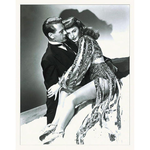 Ball of Fire - Promotional Still - Gart Cooper and Barbara Stanwyck White Modern Wood Framed Art Print by Hollywood Photo Archive