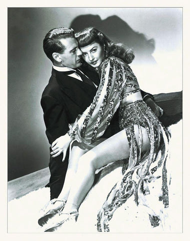 Ball of Fire - Promotional Still - Gart Cooper and Barbara Stanwyck White Modern Wood Framed Art Print with Double Matting by Hollywood Photo Archive