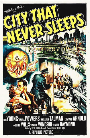 City that Never Sleeps White Modern Wood Framed Art Print with Double Matting by Hollywood Photo Archive