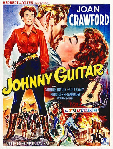 French - Johnny Guitar White Modern Wood Framed Art Print with Double Matting by Hollywood Photo Archive