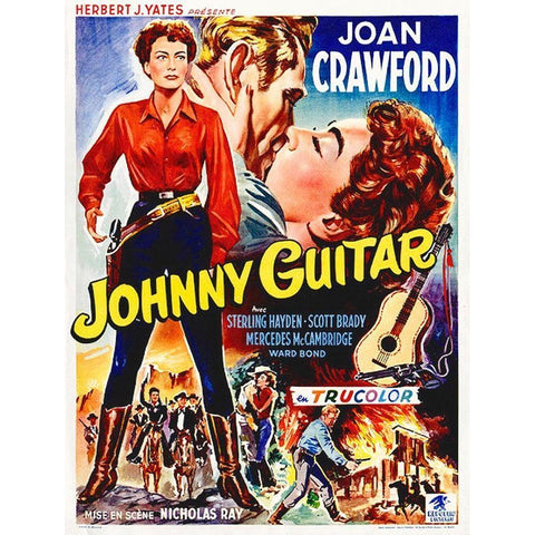 French - Johnny Guitar White Modern Wood Framed Art Print by Hollywood Photo Archive