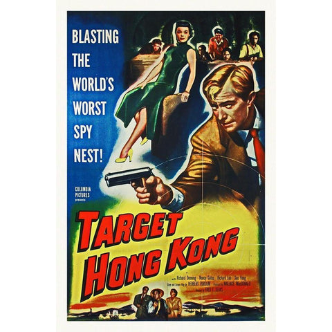 Target Hong Kong Black Modern Wood Framed Art Print with Double Matting by Hollywood Photo Archive