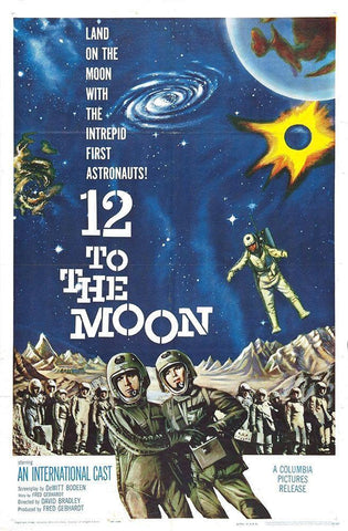 12 to the Moon White Modern Wood Framed Art Print with Double Matting by Hollywood Photo Archive