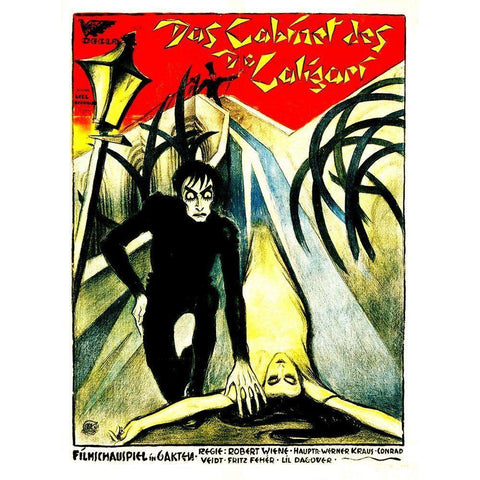 German - The Cabinet of Dr. Caligari Black Modern Wood Framed Art Print with Double Matting by Hollywood Photo Archive