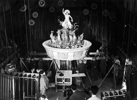 Metropolis - Scene Setup - Production Still Black Ornate Wood Framed Art Print with Double Matting by Hollywood Photo Archive