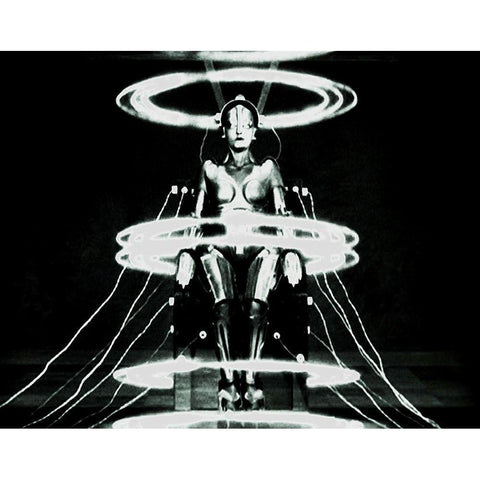 Metropolis - Maschinenmensch - Production Still White Modern Wood Framed Art Print by Hollywood Photo Archive