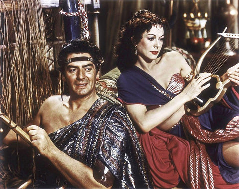 Samson and Delilah - Production Still Black Ornate Wood Framed Art Print with Double Matting by Hollywood Photo Archive