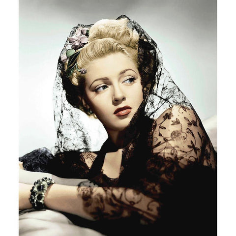 Lana Turner Black Modern Wood Framed Art Print with Double Matting by Hollywood Photo Archive