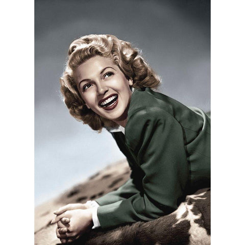 Lana Turner Black Modern Wood Framed Art Print with Double Matting by Hollywood Photo Archive