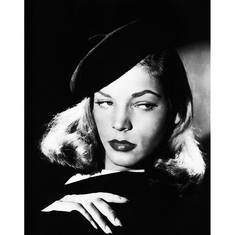 The Big Sleep - Lauren Bacall Black Modern Wood Framed Art Print by Hollywood Photo Archive