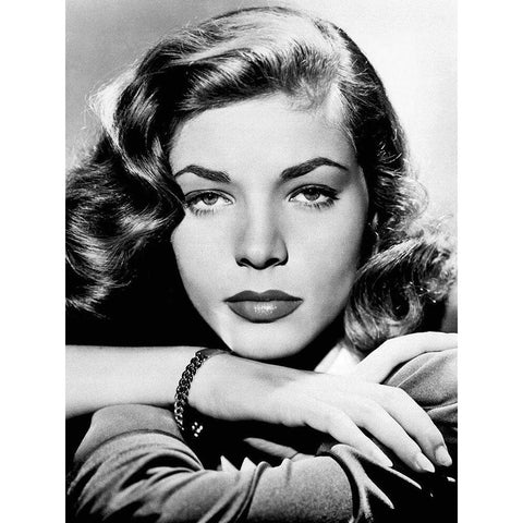 Lauren Bacall Black Modern Wood Framed Art Print with Double Matting by Hollywood Photo Archive