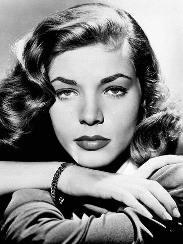 Lauren Bacall White Modern Wood Framed Art Print with Double Matting by Hollywood Photo Archive