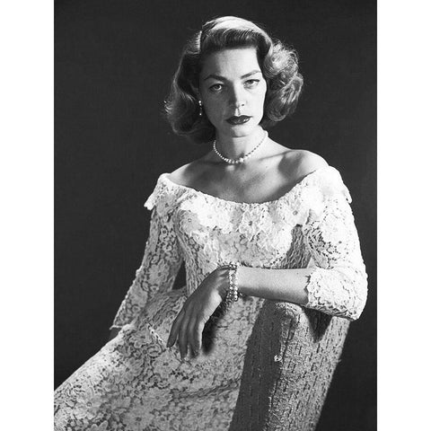 Lauren Bacall Gold Ornate Wood Framed Art Print with Double Matting by Hollywood Photo Archive