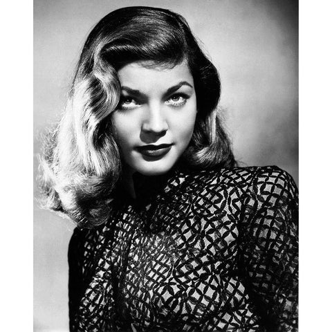 Lauren Bacall Gold Ornate Wood Framed Art Print with Double Matting by Hollywood Photo Archive