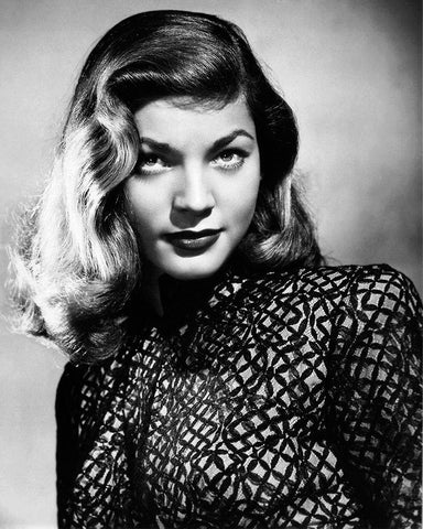 Lauren Bacall Black Ornate Wood Framed Art Print with Double Matting by Hollywood Photo Archive