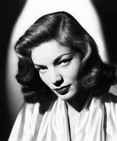 Lauren Bacall White Modern Wood Framed Art Print with Double Matting by Hollywood Photo Archive