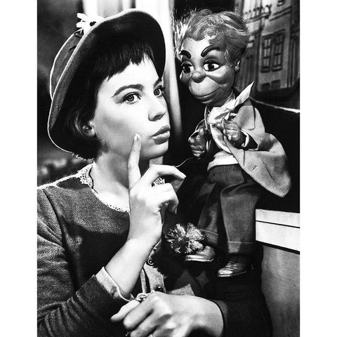 Leslie Caron Black Modern Wood Framed Art Print by Hollywood Photo Archive