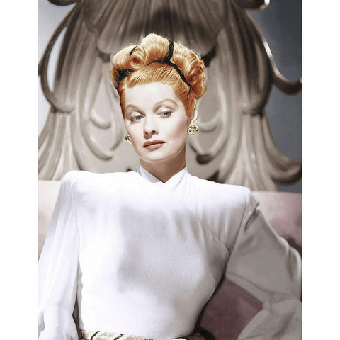 Lucille Ball White Modern Wood Framed Art Print by Hollywood Photo Archive