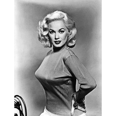 Mamie Van Doren White Modern Wood Framed Art Print by Hollywood Photo Archive