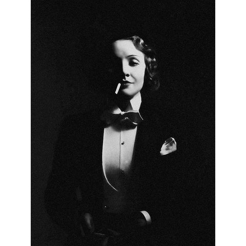 Marlene Dietrich in Top Hat Gold Ornate Wood Framed Art Print with Double Matting by Hollywood Photo Archive