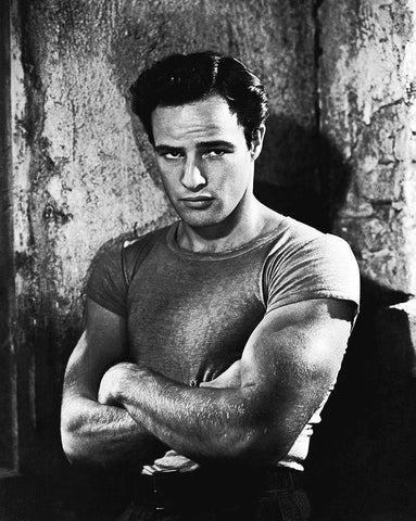 Marlon Brando in A Streetcar Named Desire Black Ornate Wood Framed Art Print with Double Matting by Hollywood Photo Archive