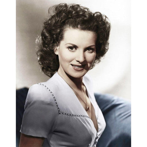 Maureen OHara Black Modern Wood Framed Art Print with Double Matting by Hollywood Photo Archive