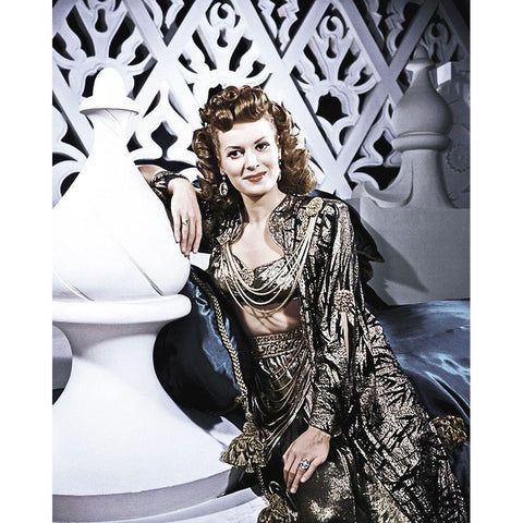 Maureen OHara in Sinbad the Sailor Black Modern Wood Framed Art Print with Double Matting by Hollywood Photo Archive