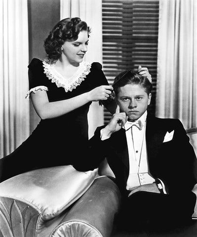 Mickey Rooney with Judy Garland Black Ornate Wood Framed Art Print with Double Matting by Hollywood Photo Archive