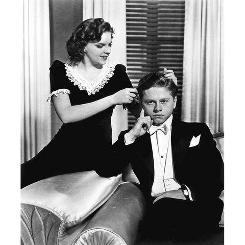 Mickey Rooney with Judy Garland White Modern Wood Framed Art Print by Hollywood Photo Archive