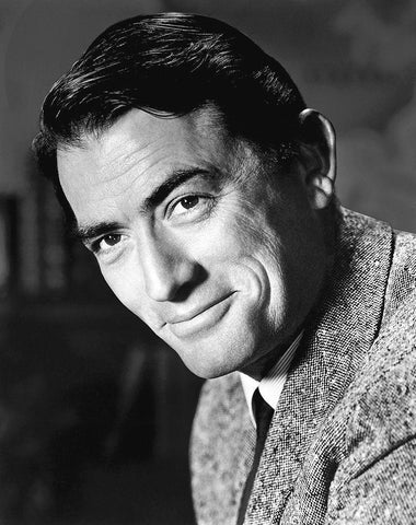 Gregory Peck White Modern Wood Framed Art Print with Double Matting by Hollywood Photo Archive