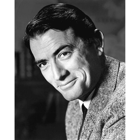 Gregory Peck Black Modern Wood Framed Art Print with Double Matting by Hollywood Photo Archive